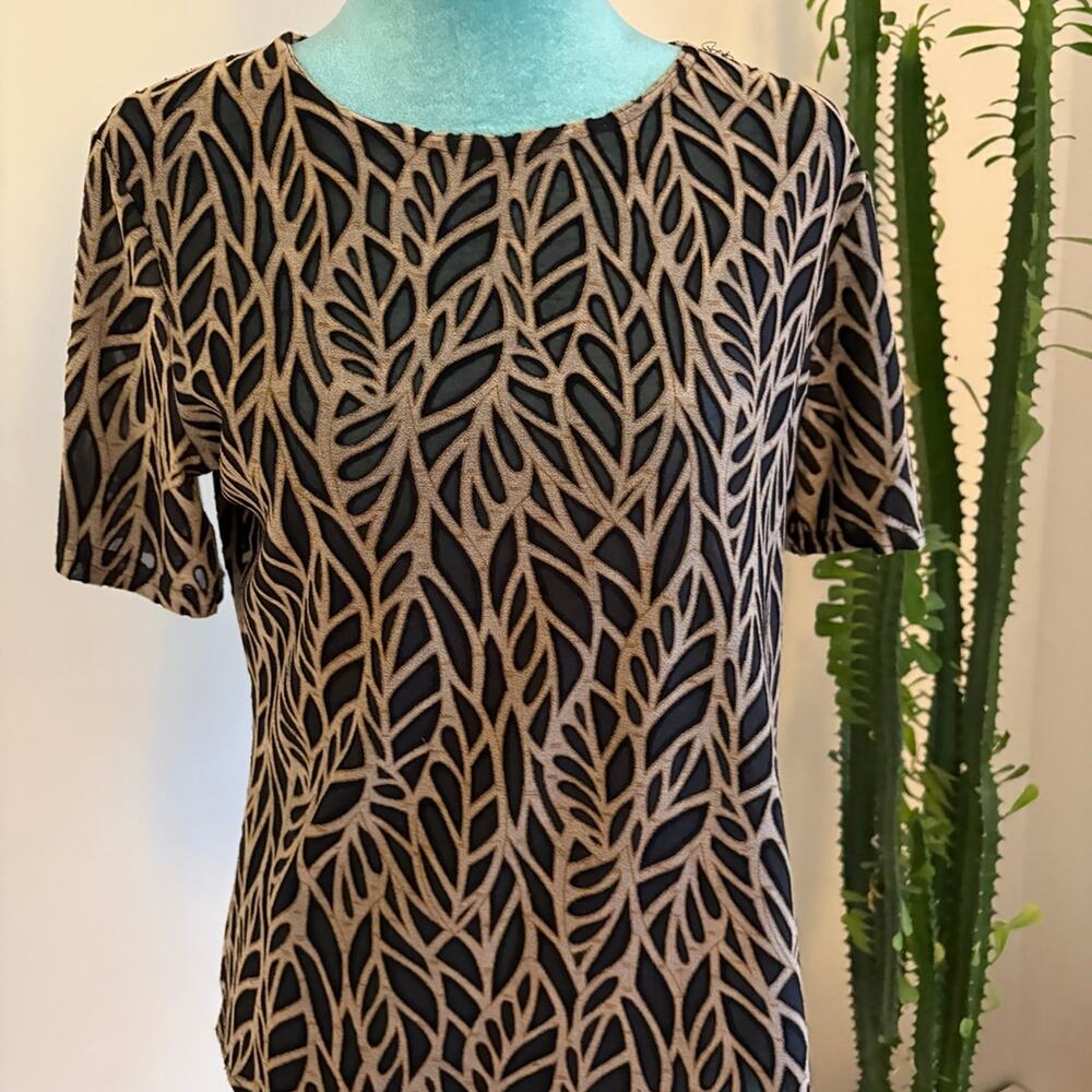 Jaipur Vintage Burnout Leaf Print Top Mediums sheer mesh Earthy Boho Whimsigoth